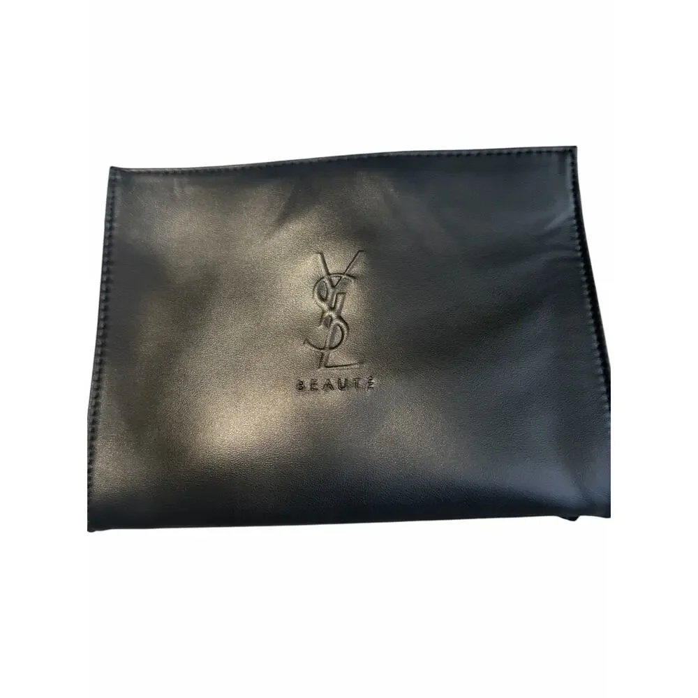YSL Beauté Black Convertible Crossbody Clutch Bag w/ Silver Chain